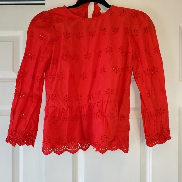MADEWELL RED Eyelet peplum top - Picture 2 of 6